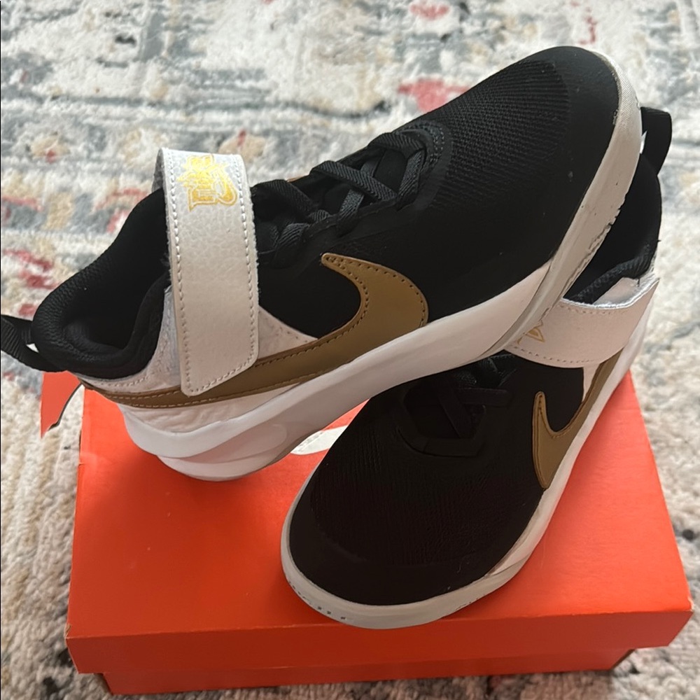Nike Kids Black, White & Gold Sneakers